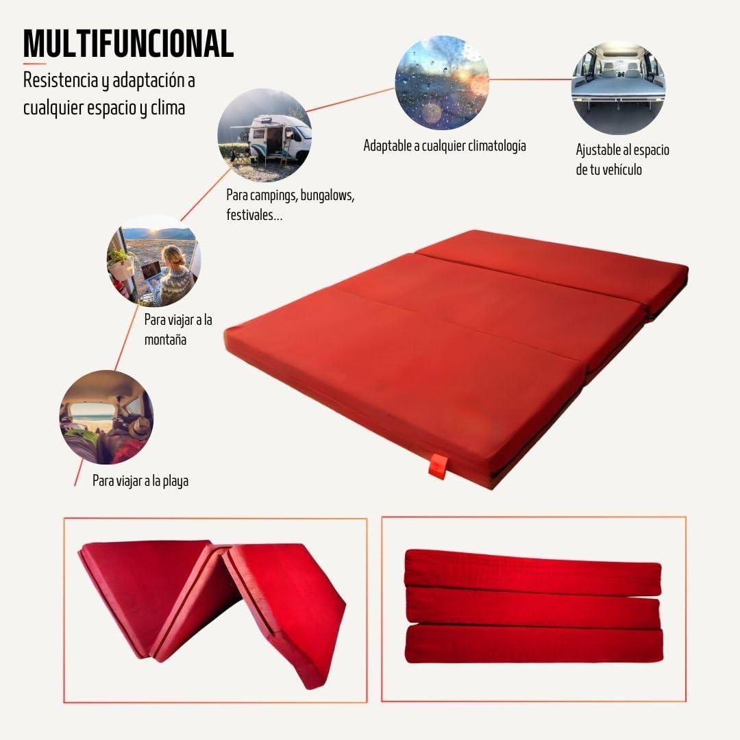 SoloDuerme - Colchón para Furgoneta Peugeot Partner Fabricado a Medida | Colchón Plegable HR + Viscoelástica y Cremallera desenfundable - Cama para Camper Peugeot
