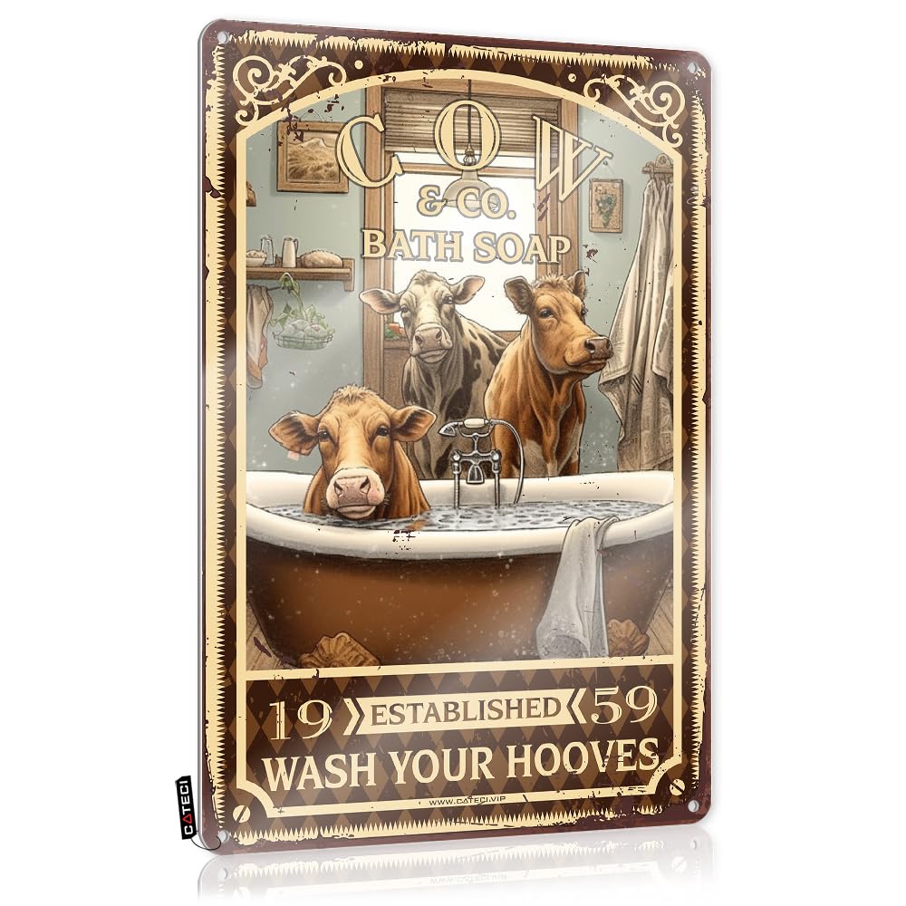 MGHTLCCME Tin Sign Wall Decor Cow Bath Soap Wash Your Hooves Tin Sign Metal Signs Vintagepersonalized Garden Signskitchen Accessories Decormens Decor Man Cave Sign Funny Tin Sign Funny(30X40CM)