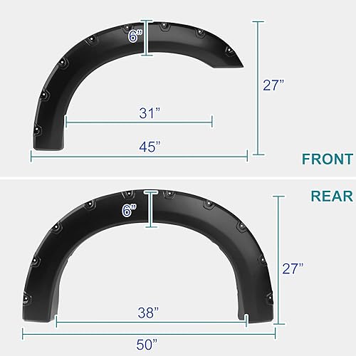 Miniatura 3 de Spec-D Tuning 4 fundas para volante delantero y trasero, color negro, compatible con Ford F250 F350 F450 Super Duty 1999-2007
