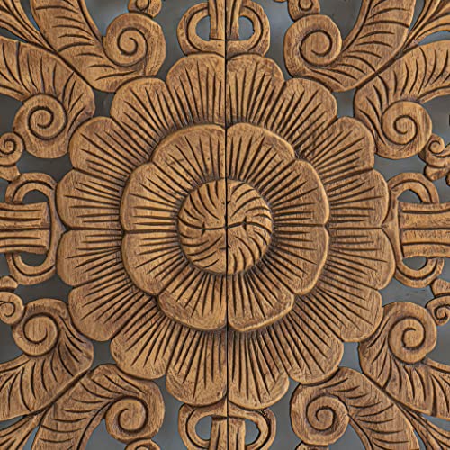 Balinese Hand Carved King Size Bed Headboard Reclaimed Wooden Panels Artwork Handmade Painted In Chiang Mai Thailand 72 Inches #TOP6