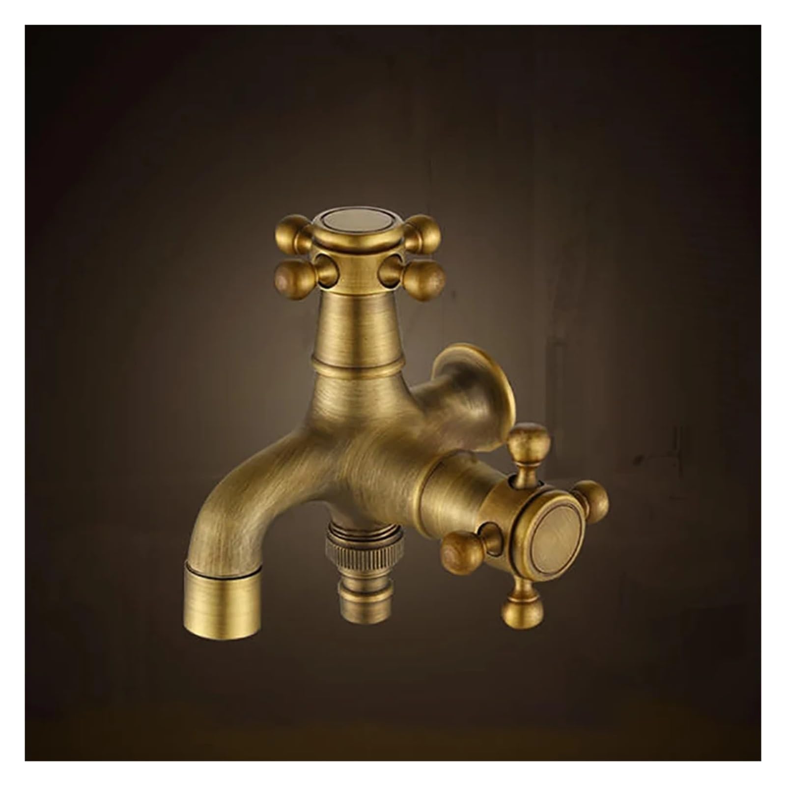 Rubinetto singolo for acqua fredda in ottone antico Rubinetto da giardino decorativo a doppio ugello G1/2 a doppio scopo montato a parete