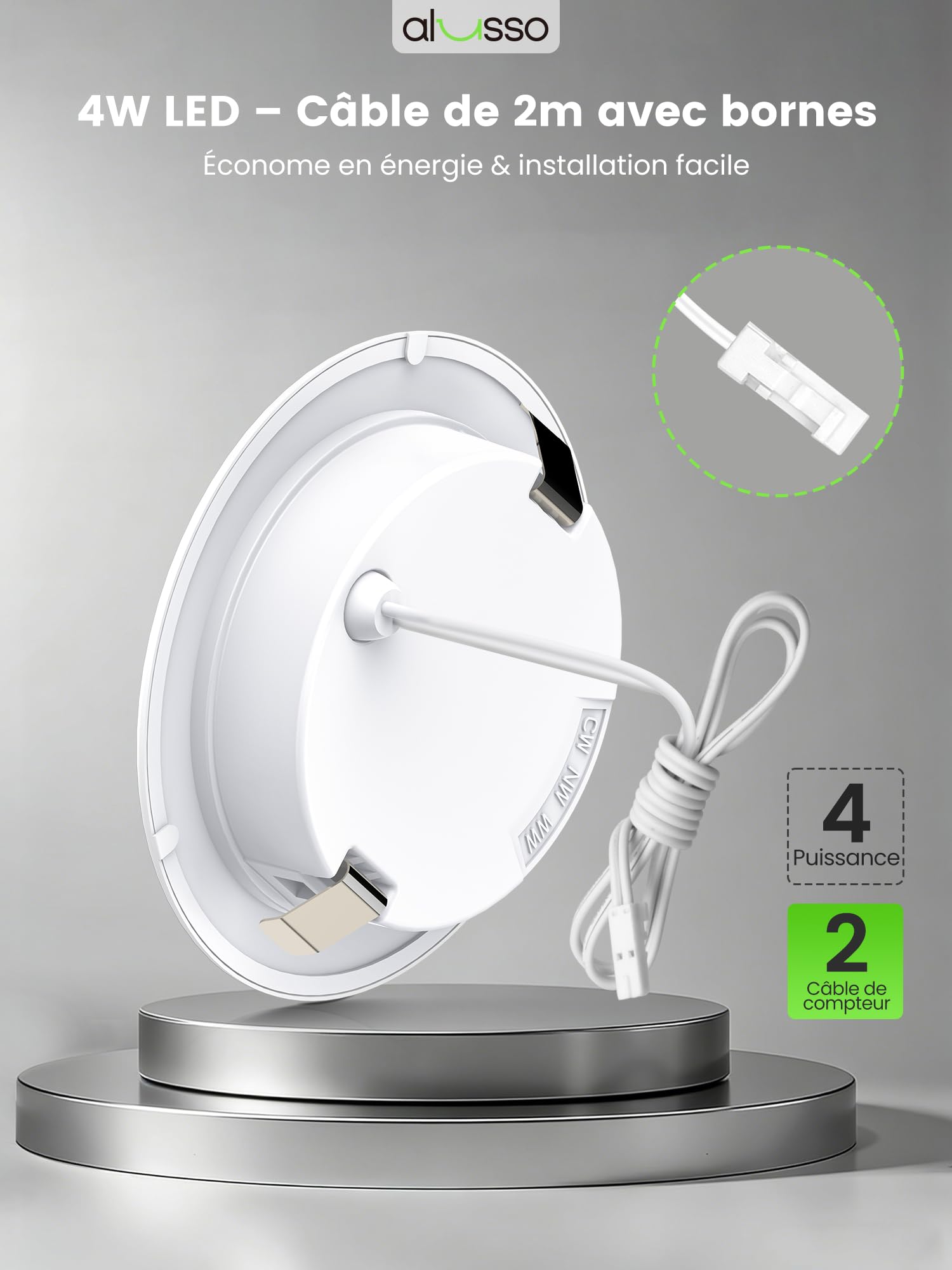 ALUSSO Lot de 6 spots LED encastrables 12V 4W équivalent 40W 3000K 4000K 6000K Blanc