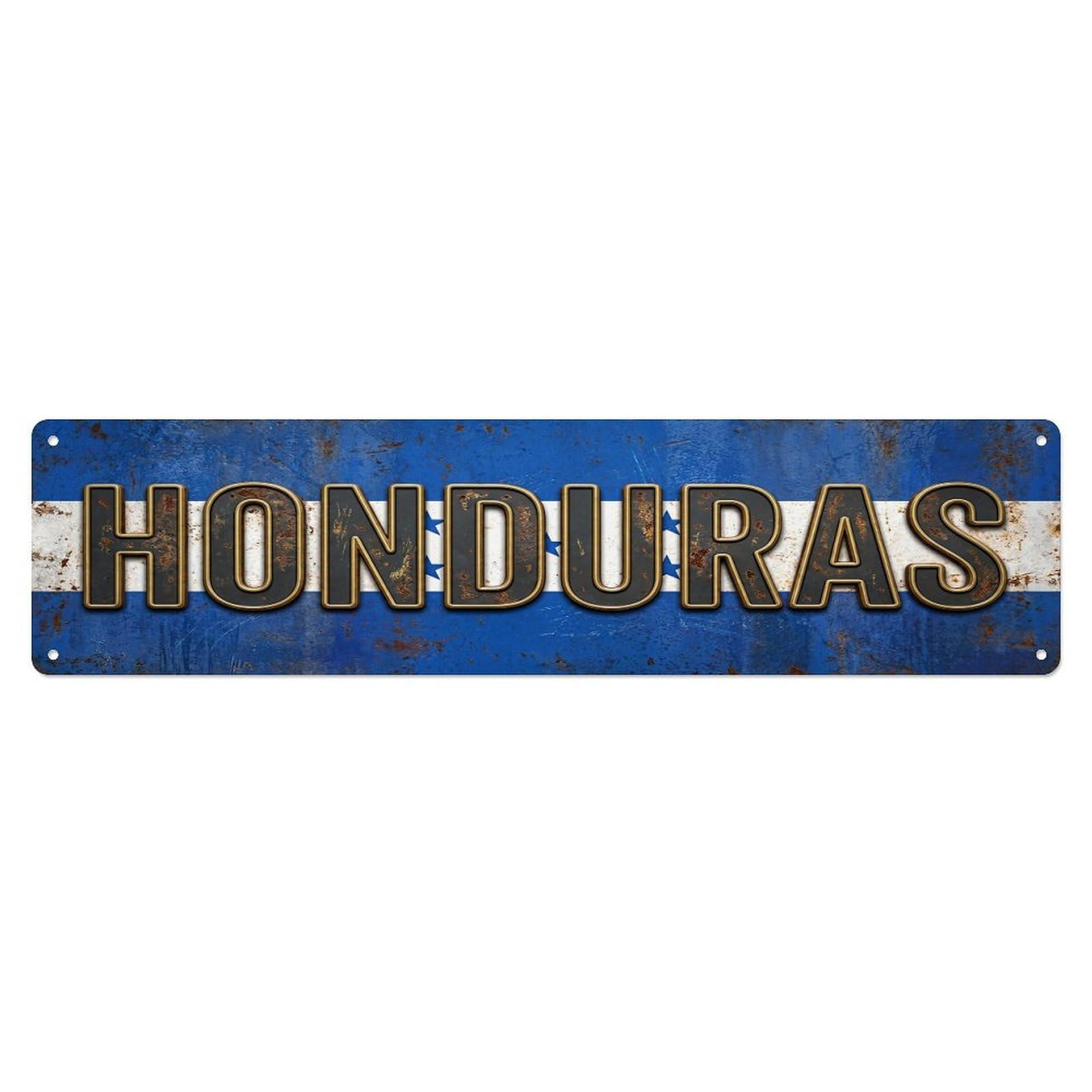 Vintage Honduras Flag Pattern Metal Tin Sign