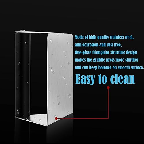 Miniatura 4 de HaSteeL - Prensa para hamburguesas Smash, 2 unidades de prensa de tocino de acero inoxidable, prensa de hamburguesas con mango ABS para plancha