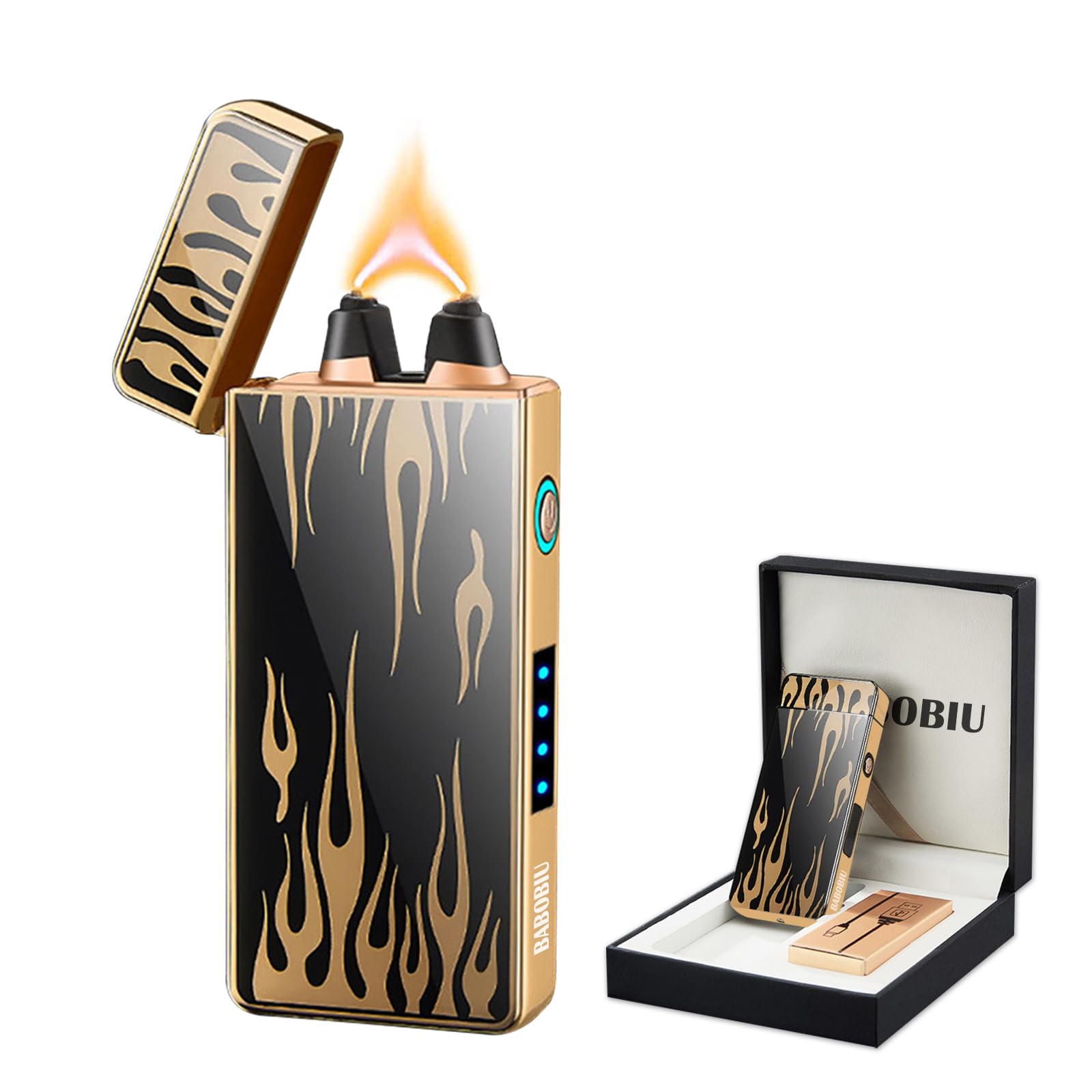 BABOBIU Electric Lighter, Plasma Lighter, Flameless, Windproof Rechargeable USB Lighter with Type-C Fast Charge for Business, Friend, Colleague, Flame,