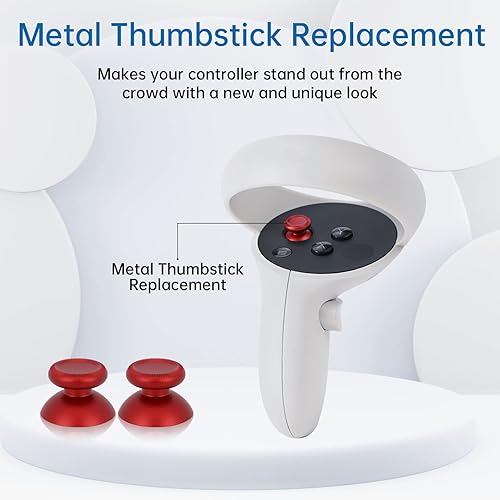 Miniatura 7 de VRbrother 2Pcs Replacement Rocker Metal Analog Joystick Thumbstick Mushroom Caps Repair for Meta Oculus Quest 2 Silver