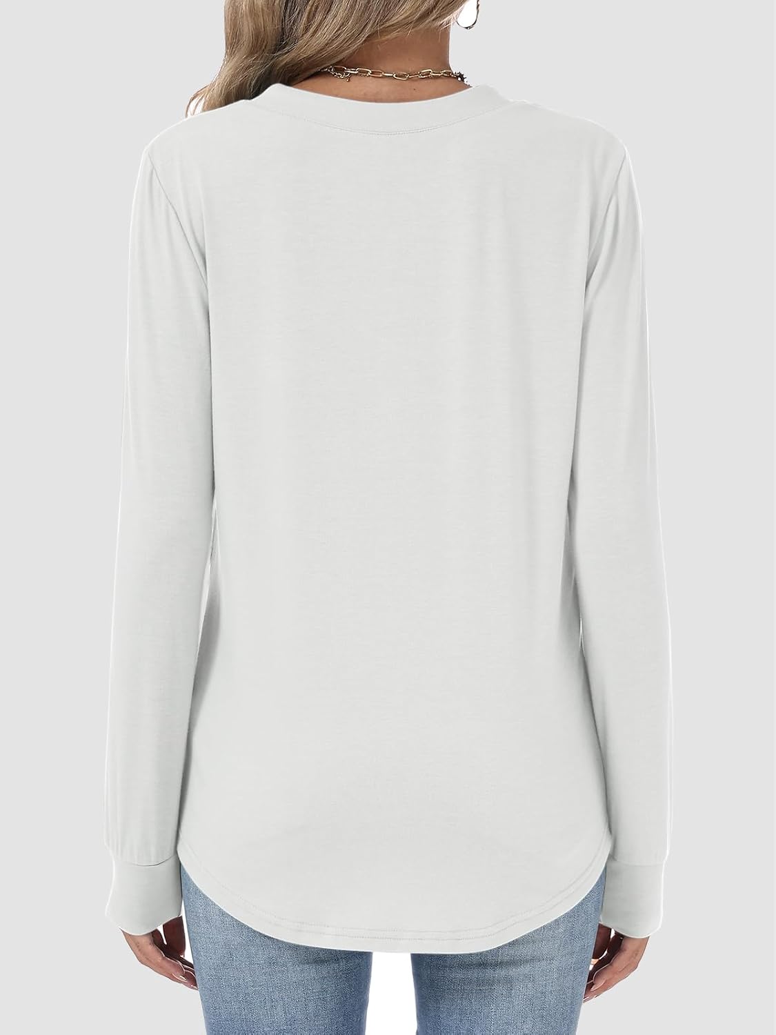 Women's Long Sleeve Shirts Fall Button Henley Tunic Tops Dressy Casual Blouses 2026 T-Shirts Outfits Fashion Clothes