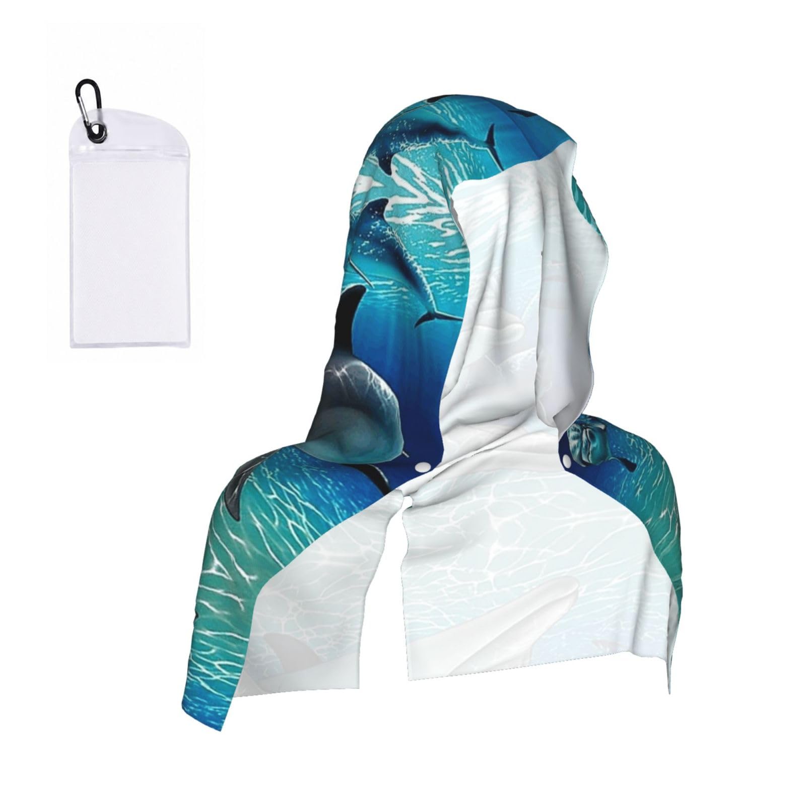 ESNAIUVCD Dolphins Print Multifunctional Cooling Hoodie Bandana Portable Sweat Absorbing Design For Beach Workouts Exercise Heat Relief Accessories