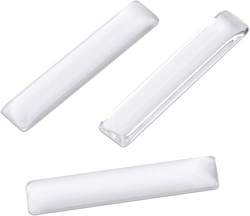 20 piezas de 0.394 x 1.969 in con parte trasera plana rectángulo transparente transparente Cabujones de vidrio lupa cubierta base camafeo