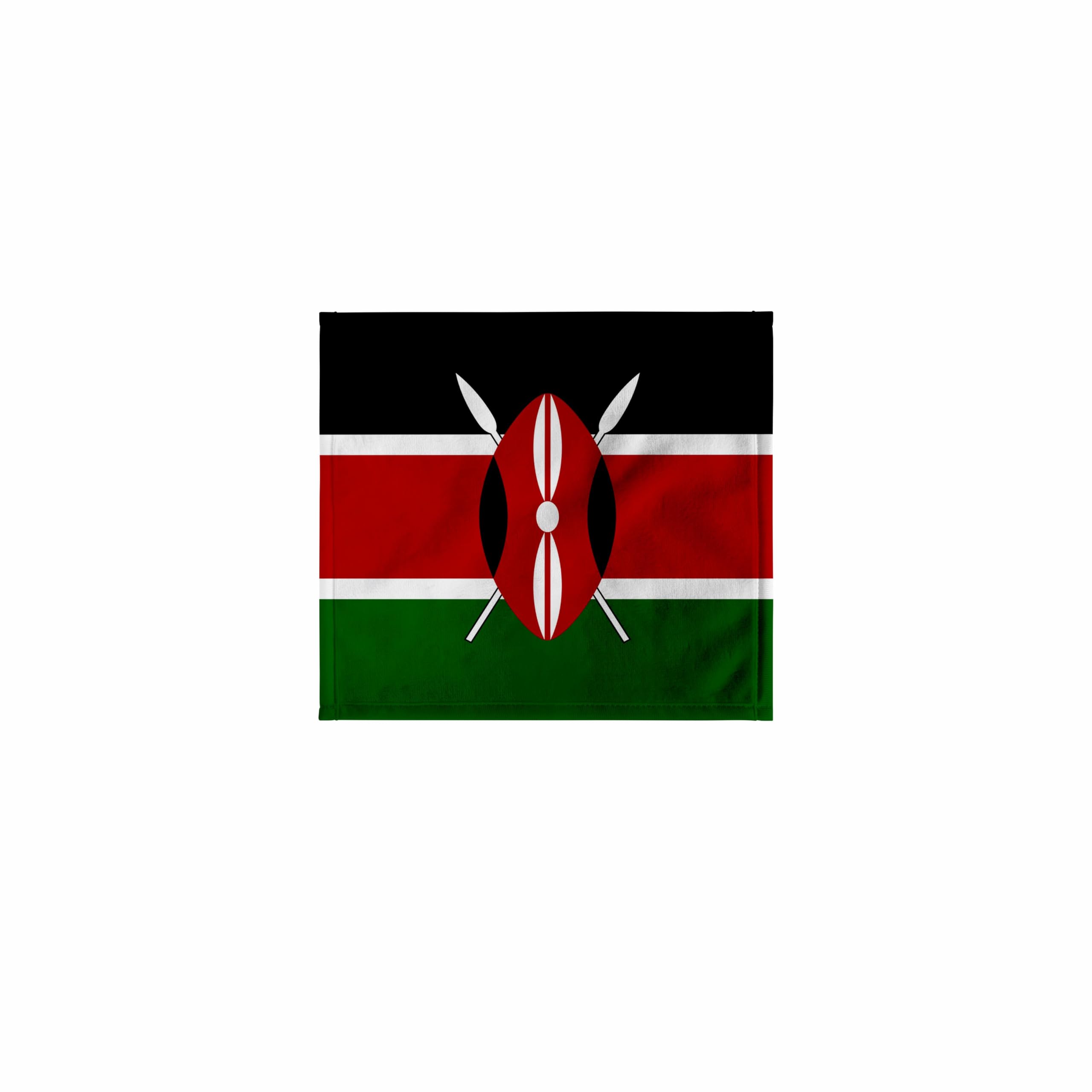 3dRose - Flag of Kenya - Kenyan Black red Green with Maasai African Warrior Shield Spears - East Africa World - Towel - (twl-158349-3)