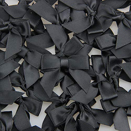 Image of 50pcs Boutique 1.5 inch Black Satin Ribbon Mini Bows for Craft Sewing Scrapbooking Wedding and Gift Wrapping