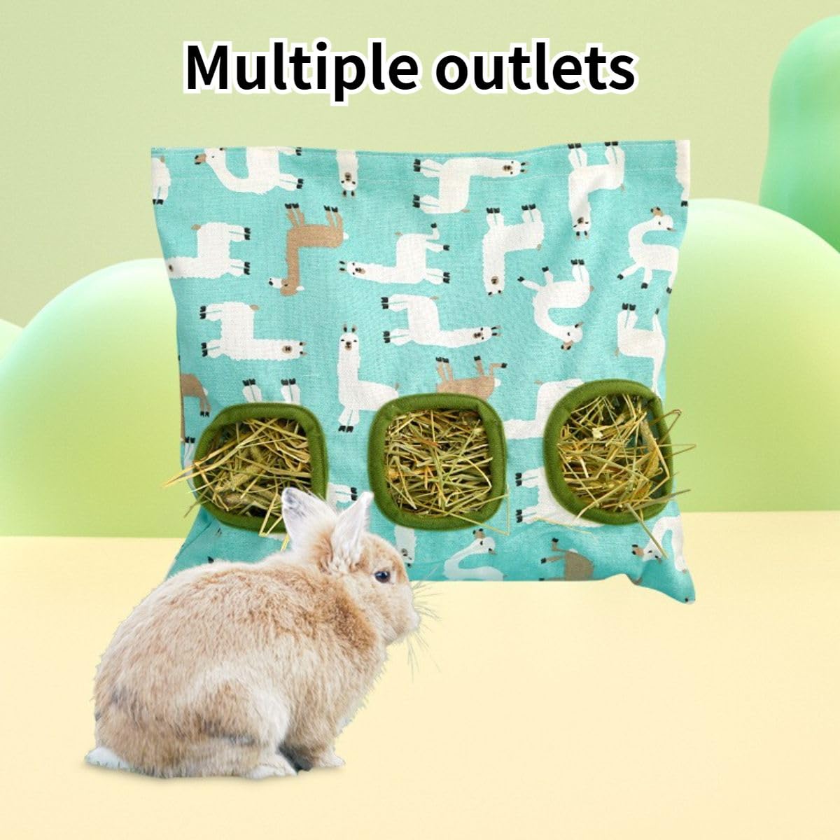 Rabbit Hay Feeder, Bunny Hay Bag for Rabbits,Rabbit Feeder Fabric Bag Feeder Storage Bag,Large Capacity Cotton Canvas Fabric Hanging Hay Feeder Bag for Small Animal,Hay Guinea Pig (White,M) - image 5
