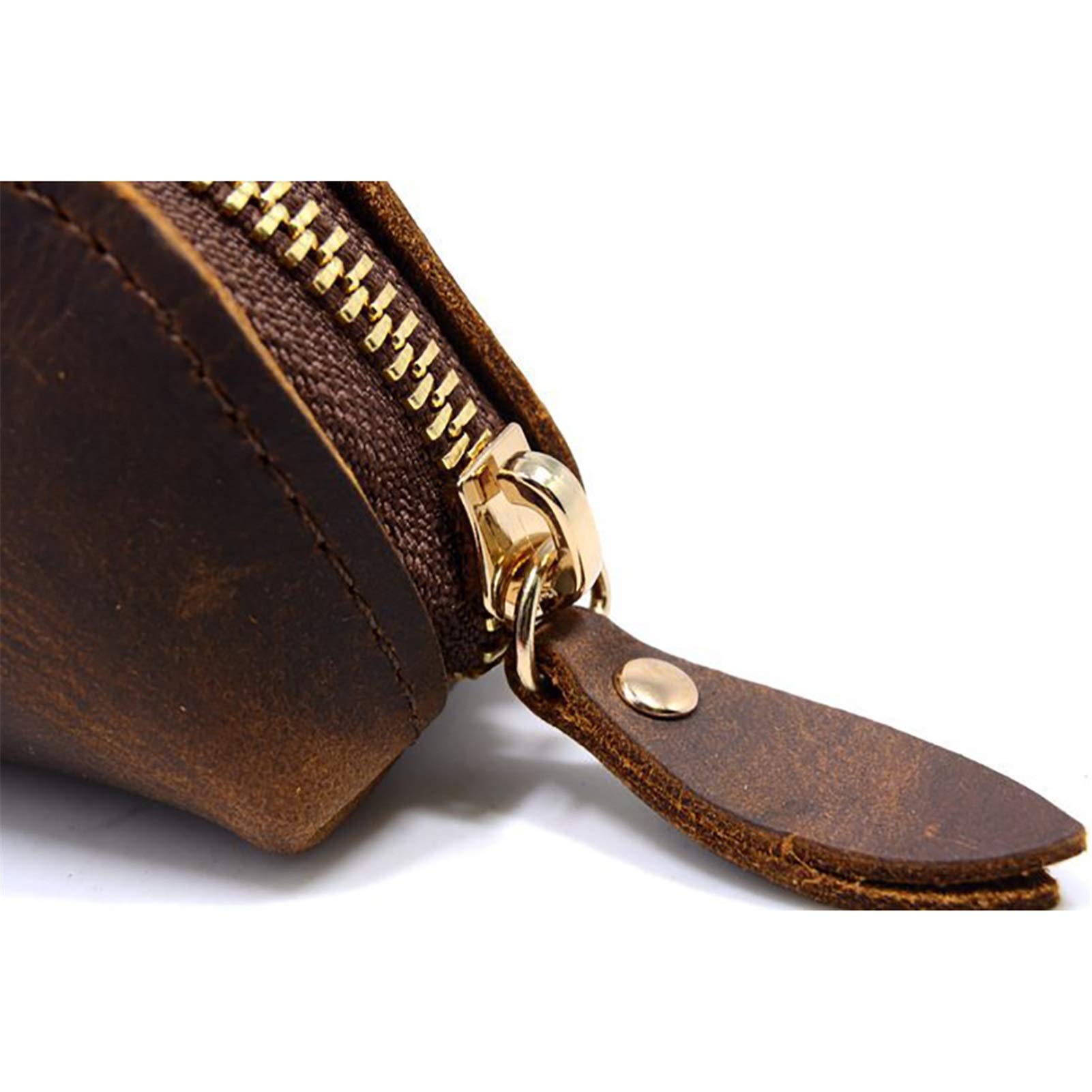 Astuccio in pelle, astuccio piccolo, Astuccio in pelle Marrone scuro, 18,5x6,5 cm(Brown)