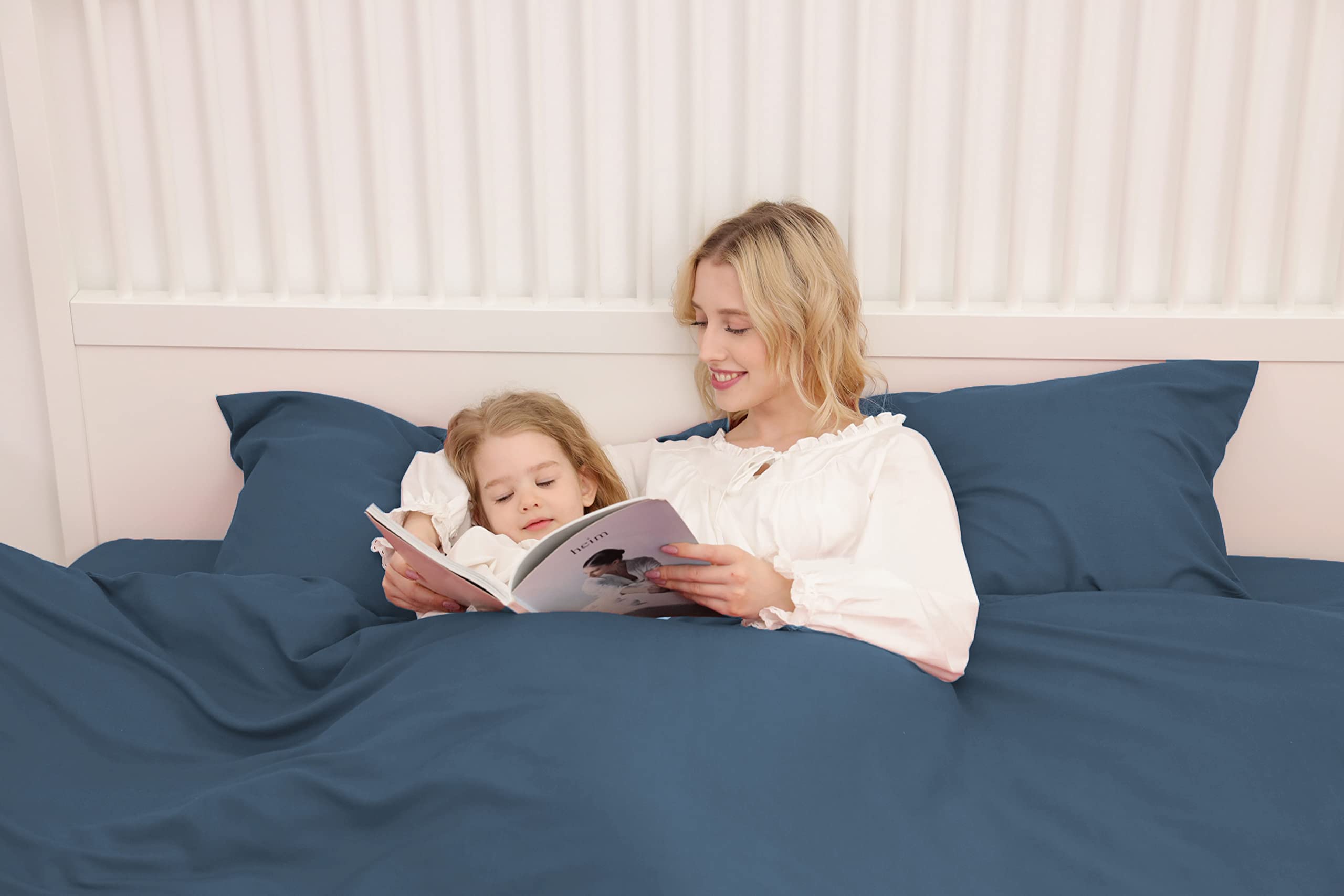 Poligino Set Biancheria da Letto Singolo 155 x 200 cm (1 federa 50 x 80) in Microfibra, Blu, Morbido e Ipoallergenico, inclusa federa 50 x 80 cm