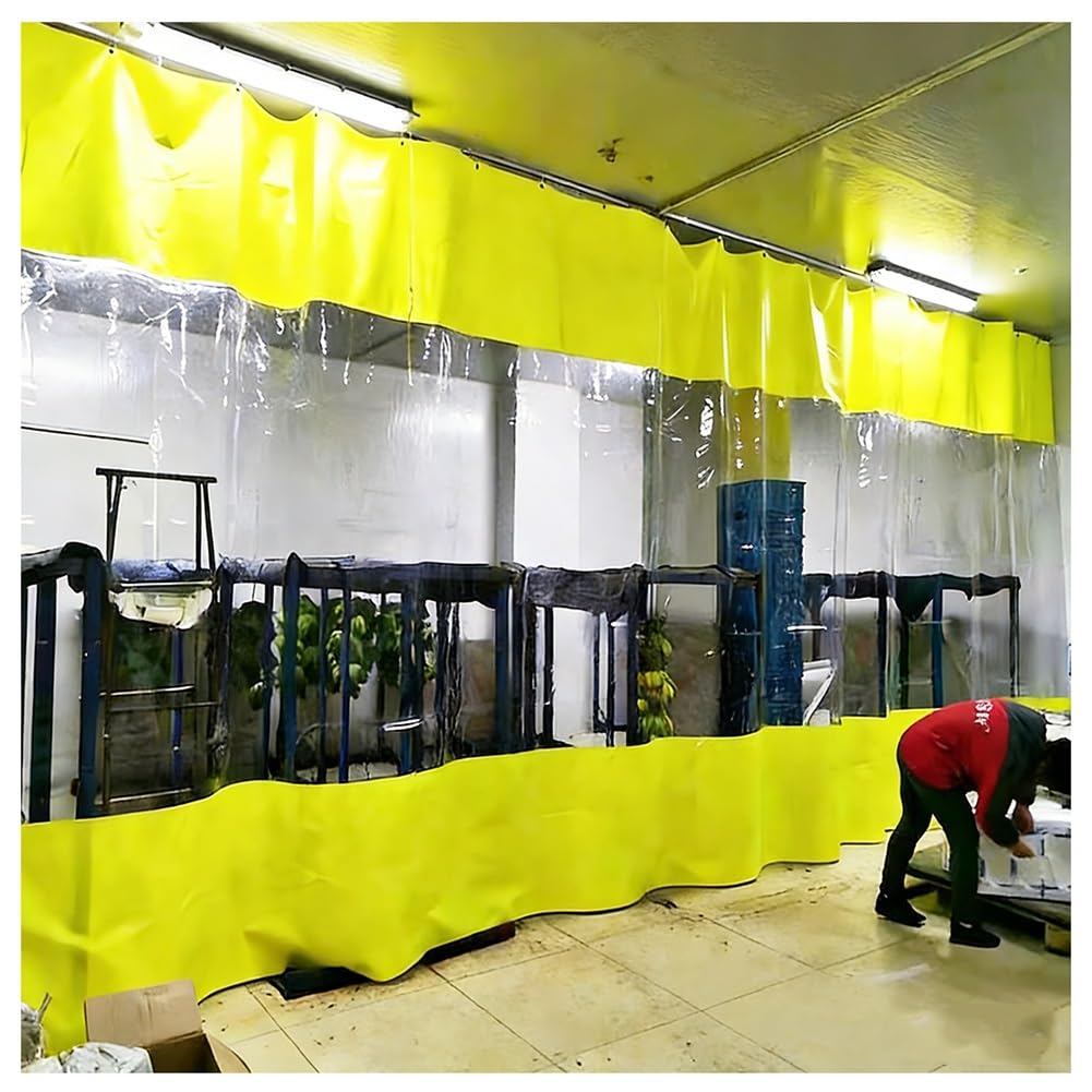 GJMSSMY Garage Divider Curtain For Work Areas, Industrial Wash Bay Curtains With Eyelets, Outdoor Vinyl Curtains For Patio & Wash Bay(Yellow,3x3m/9.8x9.8ft)