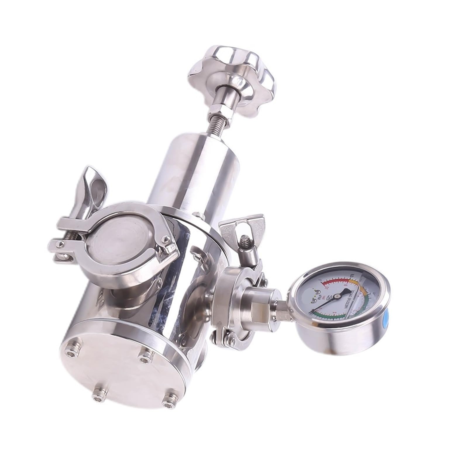 Owytmabq One Color Stainless Steel Sanitary Exhaust Control Valve With Pressure Gauge Air Reducing For Water Media