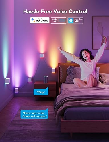 Miniatura 9 de Govee RGBIC - Apliques de pared con forma de cubo, luz LED de pared LED funciona con Alexa, luces inteligentes WiFi para decoración de habitaciones,