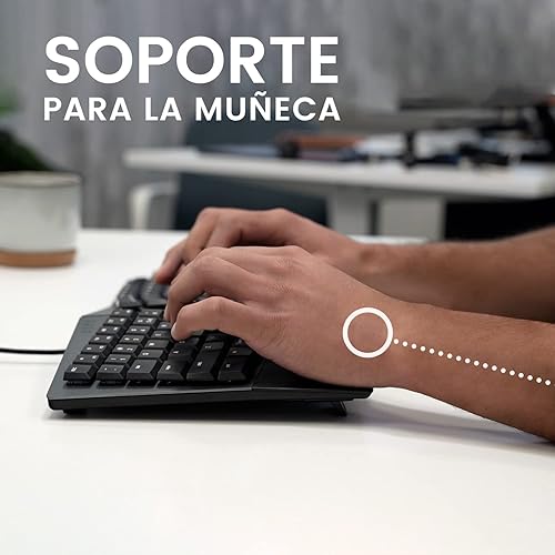 Miniatura 4 de Perixx PERIBOARD-335RD ES Teclado compacto mecánico ergonómico con Cable - Interruptores lineales rojos de perfil Bajo - Teclas programables -