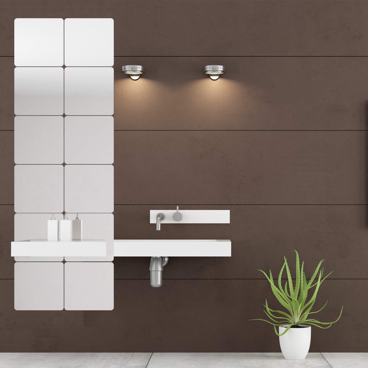 KimDaro Removable Acrylic Mirror Setting Wall Sticker Decal DIY Modern Decoration for Home Living Room Bedroom Decor (15PCS Square)