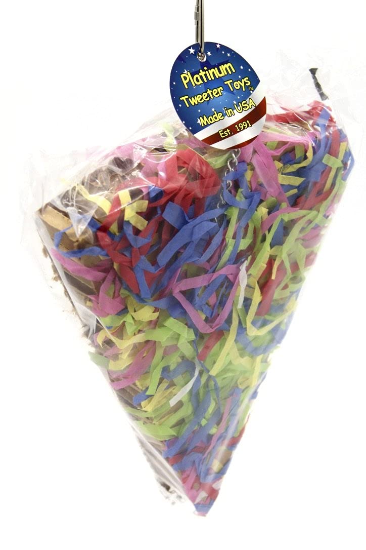 Sweet Feet and Beak Pizza Party Bird Shredding Toy - Perfect Bird Cage Toy Box for Large Birds Foraging Treasures & Treats - Safe, Non-Toxic, Easy to Install - Cage Accessories (3 Pack)