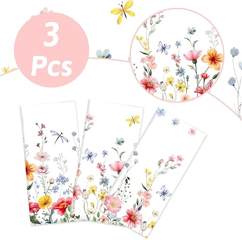 Miniatura 3 de 3 manteles de plástico con diseño floral de primavera, diseño de mariposas silvestres desechables para decoración del hogar, verano, primavera,