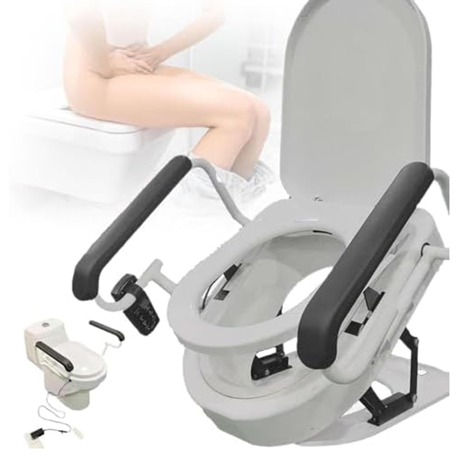 Sollevatore elettrico per sedile WC, con maniglia di sollevamento, funzione di asciugatura, carico massimo 150 kg, con telecomando