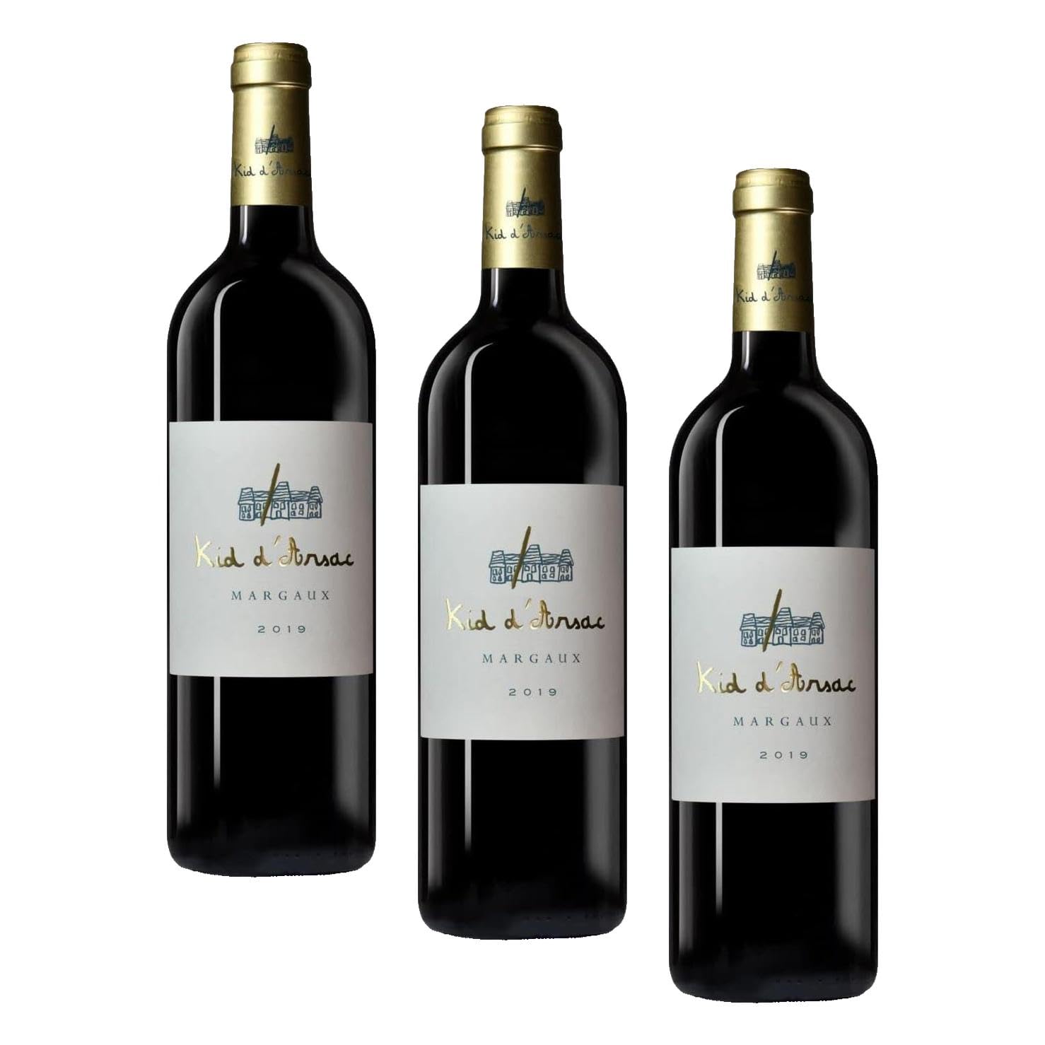 Kid d'Arsac - Vin Rouge - AOP Margaux - Millésime 2019-1 bouteille x 75cl (Lot de 3)