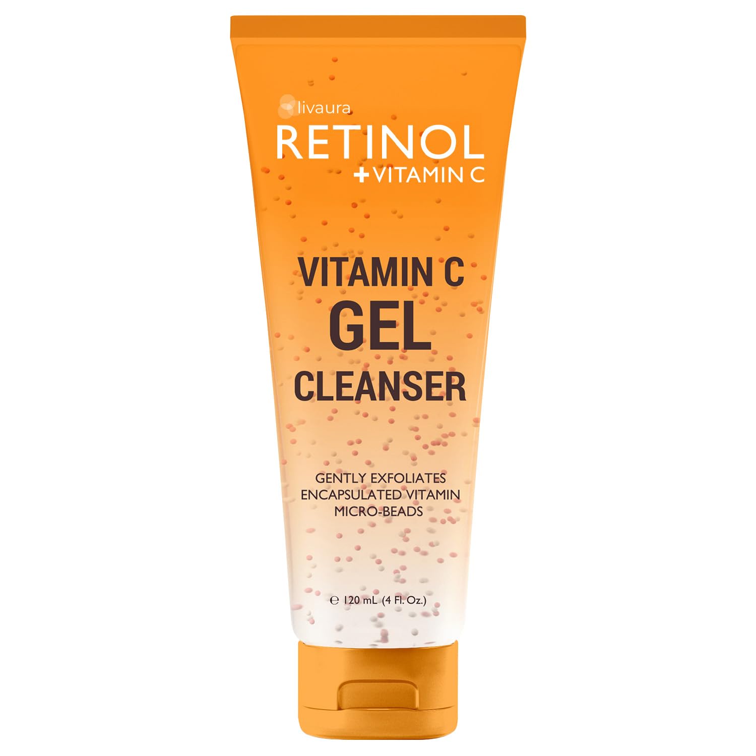 LIVAURA Retinol + Vitamin C Reiniger Gesichtswaschgel – Hellt auf und reduziert Zeichen der Hautalterung, feine Linien und ungleichmäßige Textur, 4 oz