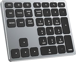 MoKo Bluetooth Number Pad, Wireless Rechargeable Numeric Keypad for Laptop, Metal 34 Keys External Numpad for Data Entry, Slim Number Keyboard for iPad, MacBook Pro/Air, iMac, Notebook, PC, Windows