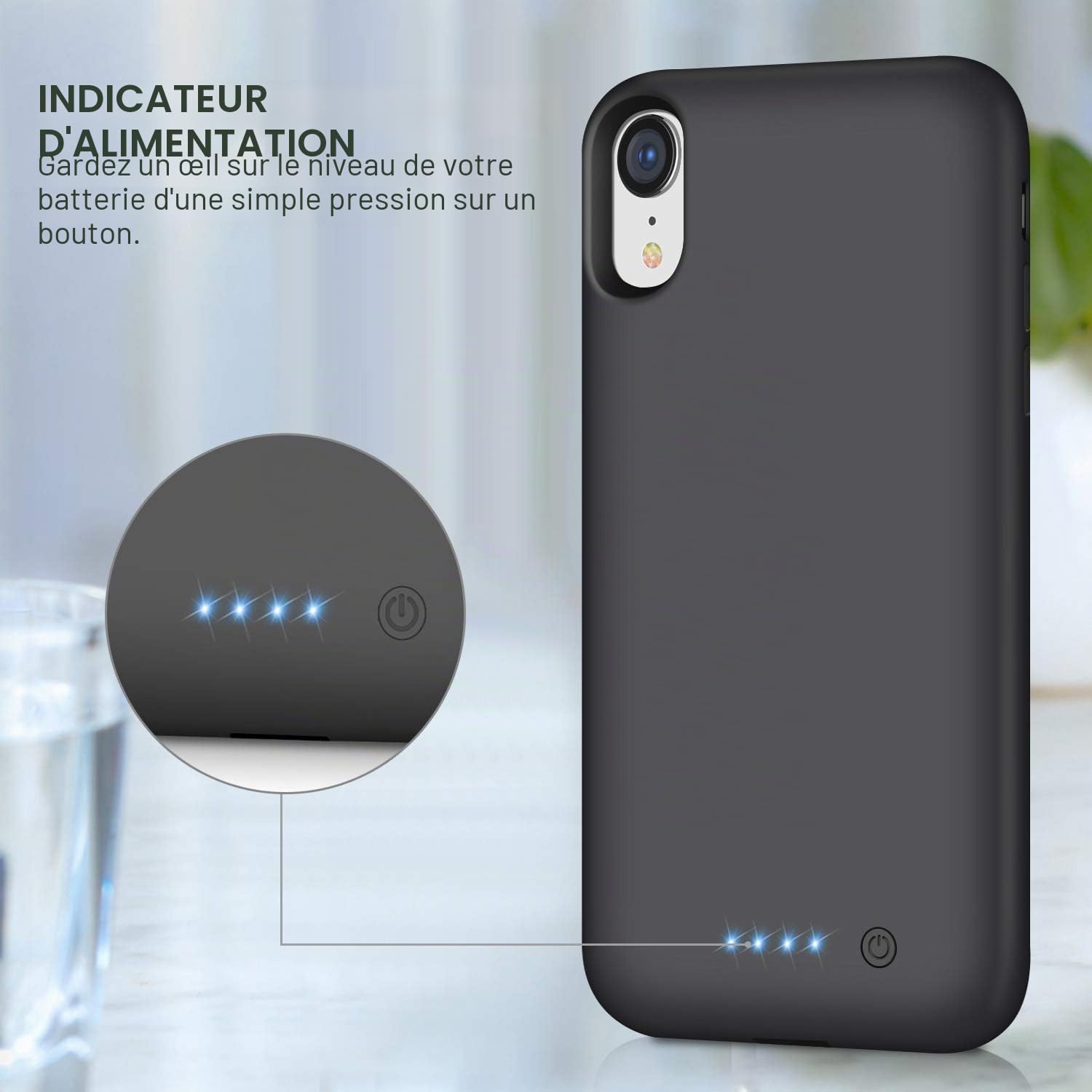 Coque de Batterie pour iPhone XR, Coque Chargeur Portable Batterie Externe Ultra, Power Bank Case pour iPhone XR [6,1 pouces]