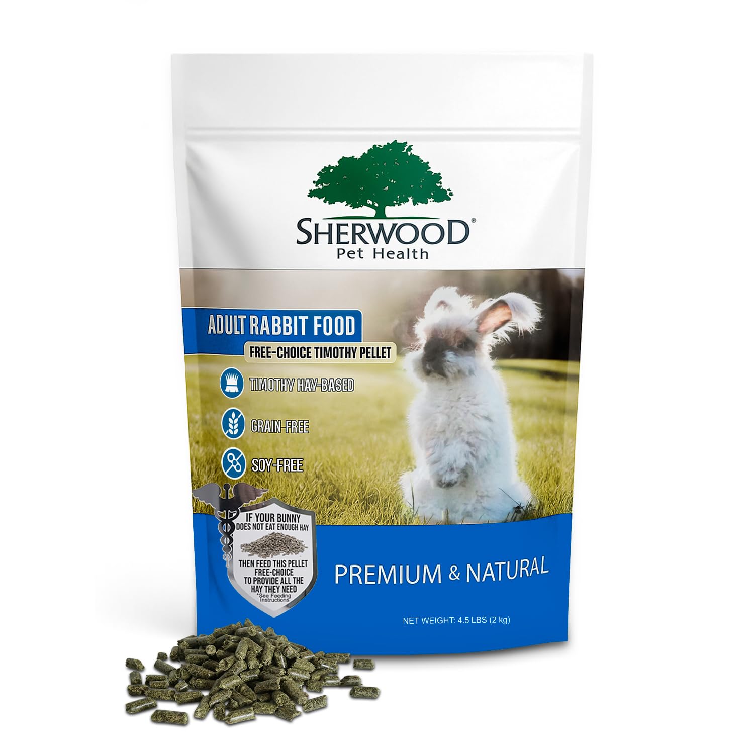 Sherwood Pet Health Adult Rabbit Food Timothy Hay Free-Choice 4.5lbs Hay-Based, Grain and Soy-Free for Better Digestion