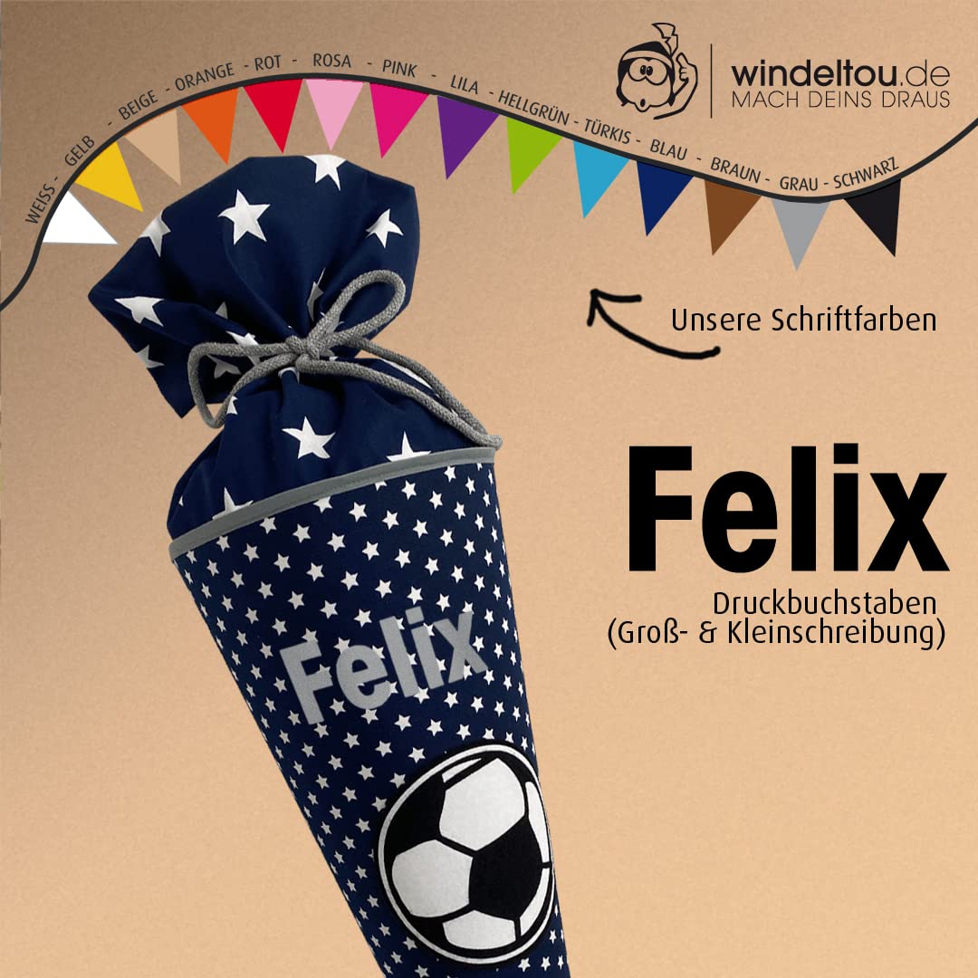 Fussball-Schultüte | 70 cm | Klassische Schultüte | Stoff, Einschulung, Schulanfang, Zuckertüte