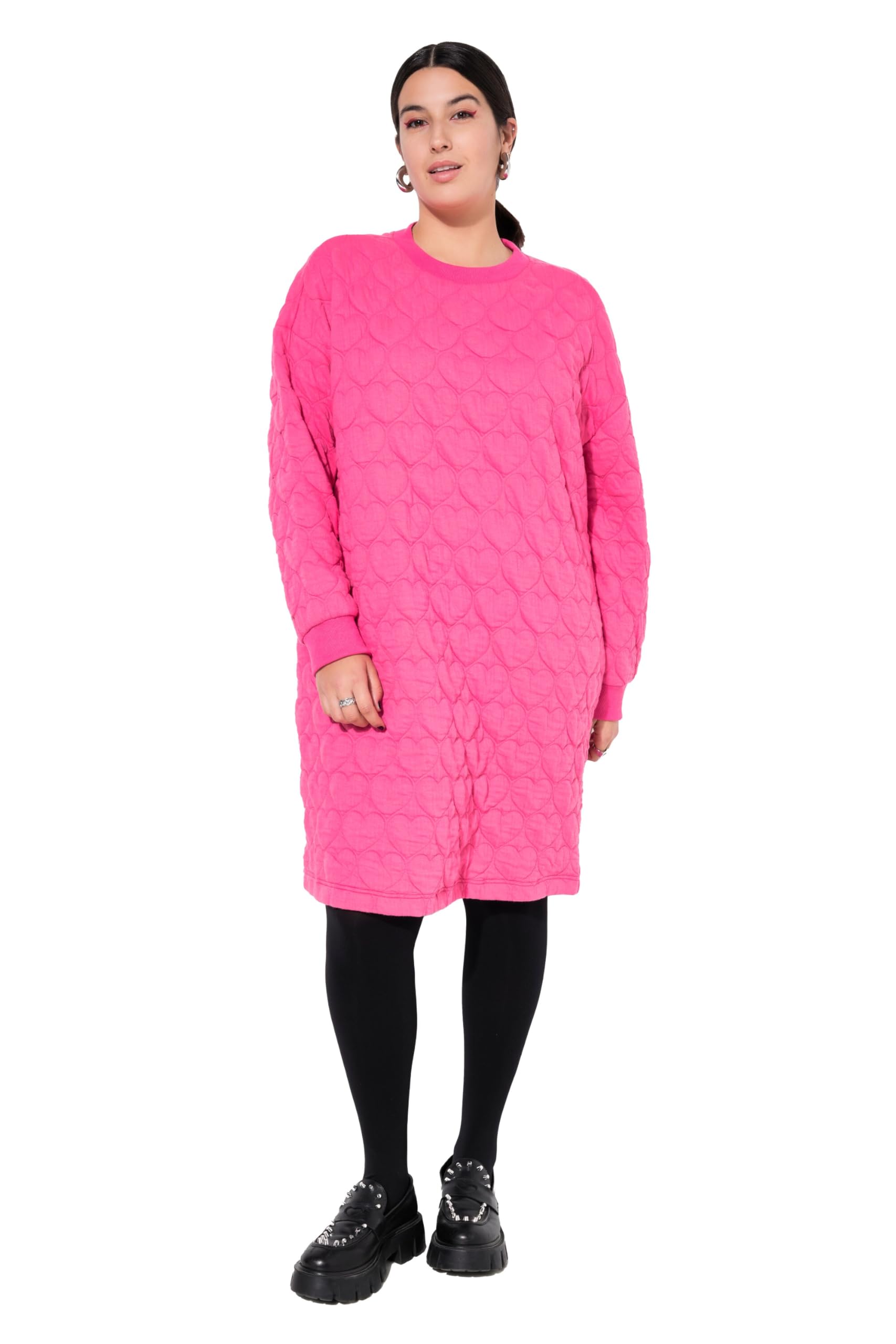 Studio Untold Damen große Größen Übergrößen Plus Size Sweat-Minikleid, Oversized, Heart-Stepp 838286