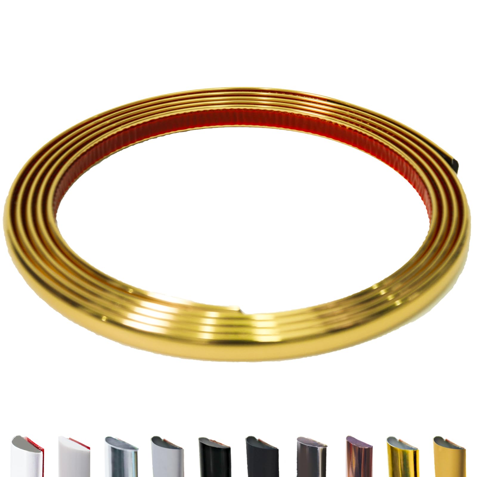 JSIWOTH Peel and Stick Trim Molding, 3 M D-Shape Baseboard Trim Flexible for Walls, Edges & Borders, Window & Door Frames, Backsplash, Gold Waterproof and Self Adhesive Trim