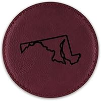 Vista 8 de Maryland Outline Drink Coaster Leatherette Round Coasters MD - Pink - One Coaster