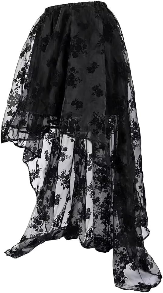 Corset Dress and Skirt Asymmetrical Long Women with Sleeves Bustier Tank Overlay Lace Floral Costumes