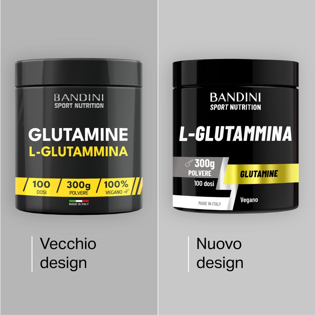 Bandini® L-Glutammina Pura in Polvere, Aminoacido utile per Esercizi Fisici ad Alta Intensità e per la Massa Muscolare, Glutammina 100% Vegan, Glutamine POWDER, Palestra e Sport, Confezione da 300g