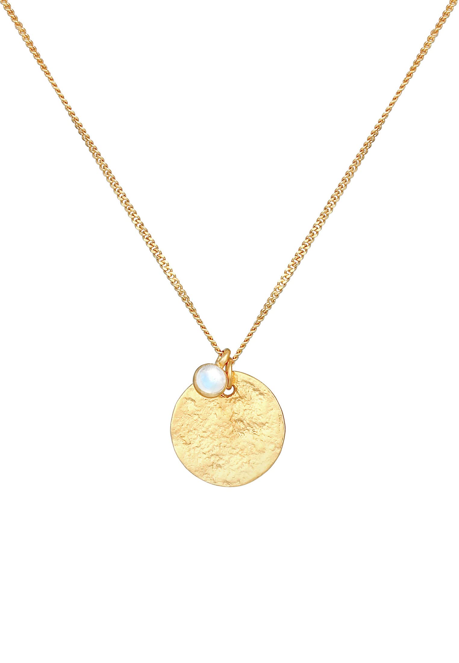Elli Halskette Damen Plättchen Anhänger Vintage Organic mit Mondstein