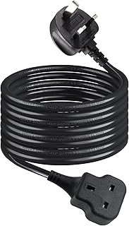1 Way Gang Extension Lead 5M, Single Socket Mains Power Extension Lead 13A UK 3Pin Fused Plug male to female Travel Use Extension Cord Power Strip, Tough and Fireproof, Black…