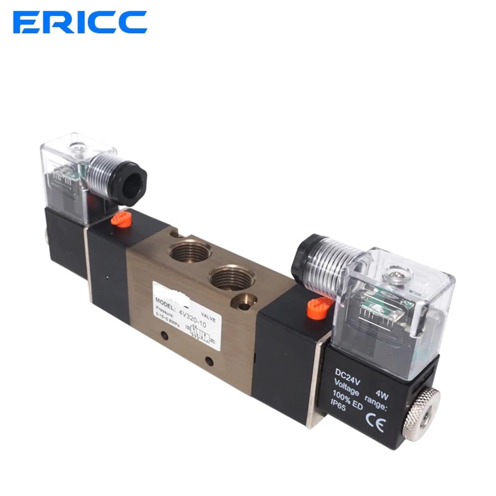 Elektrozawór pneumatyczny 4V320-10, DC 12V 24V, 110V, 220V, 380V, 3/8" BSPT, 2-pozycyjny, 5-drożny (4V320-10 AC380V, With 8mm Fittings)