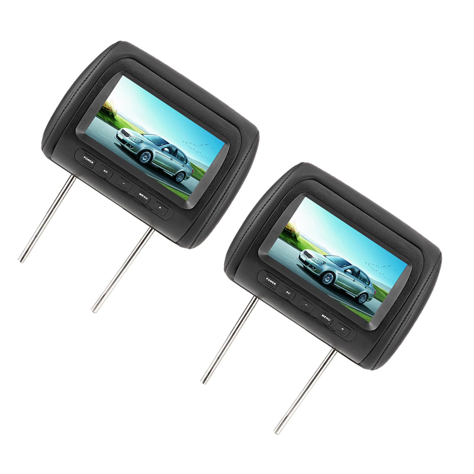 Eacam 7 In Display DVD CAR, Dispaly del Poggiatesta Nero con Schermo HD, Trasmettitore a Infrarossi a Doppio Canale per Modelli Universali, Controllo Wireless, 2 Input Video