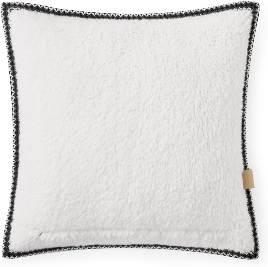 UGG Kirkwood Braid Fleece Decorative Throw Pillow – Soft Plush Accent Pillow with Down-Alternative Insert and Removable Pillow Cover for Home Sofa Living Room Decor, 20x20 (Charcoal Grey)