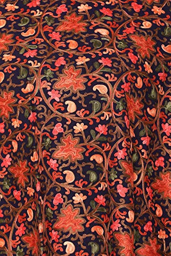 Zamour Kashmir Women Stole Scarf Wrap Shawl with Indian Embroidery Flower - 63874