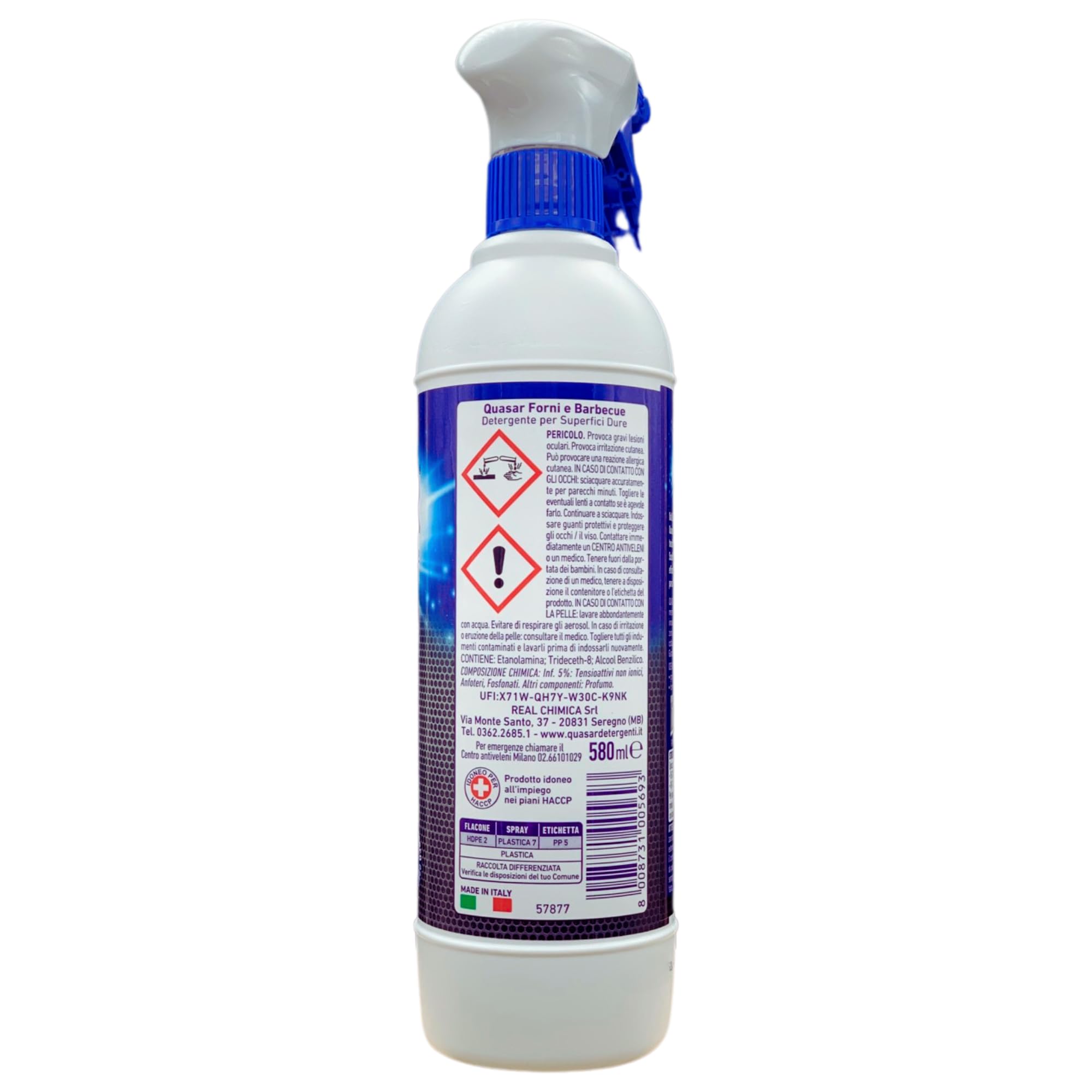 SET QUASAR: 2x Detergente Spray FORNI & BARBECUE, Sgrassante, Disincrostante e Antiodore 580ml + Panno In Lattice SOFT, Formato 30x30