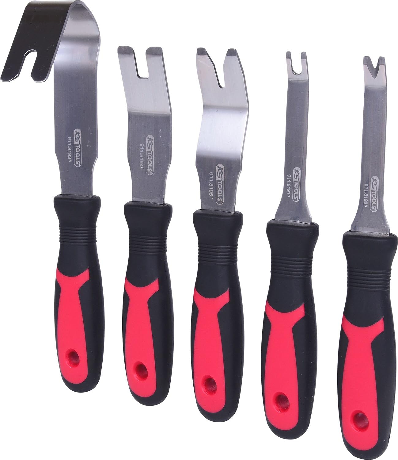 KS Tools 911.8190 Juego de sacagrapas y cuchillas, 5 pzs | Juego de 5 herramientas para quitar molduras de puerta