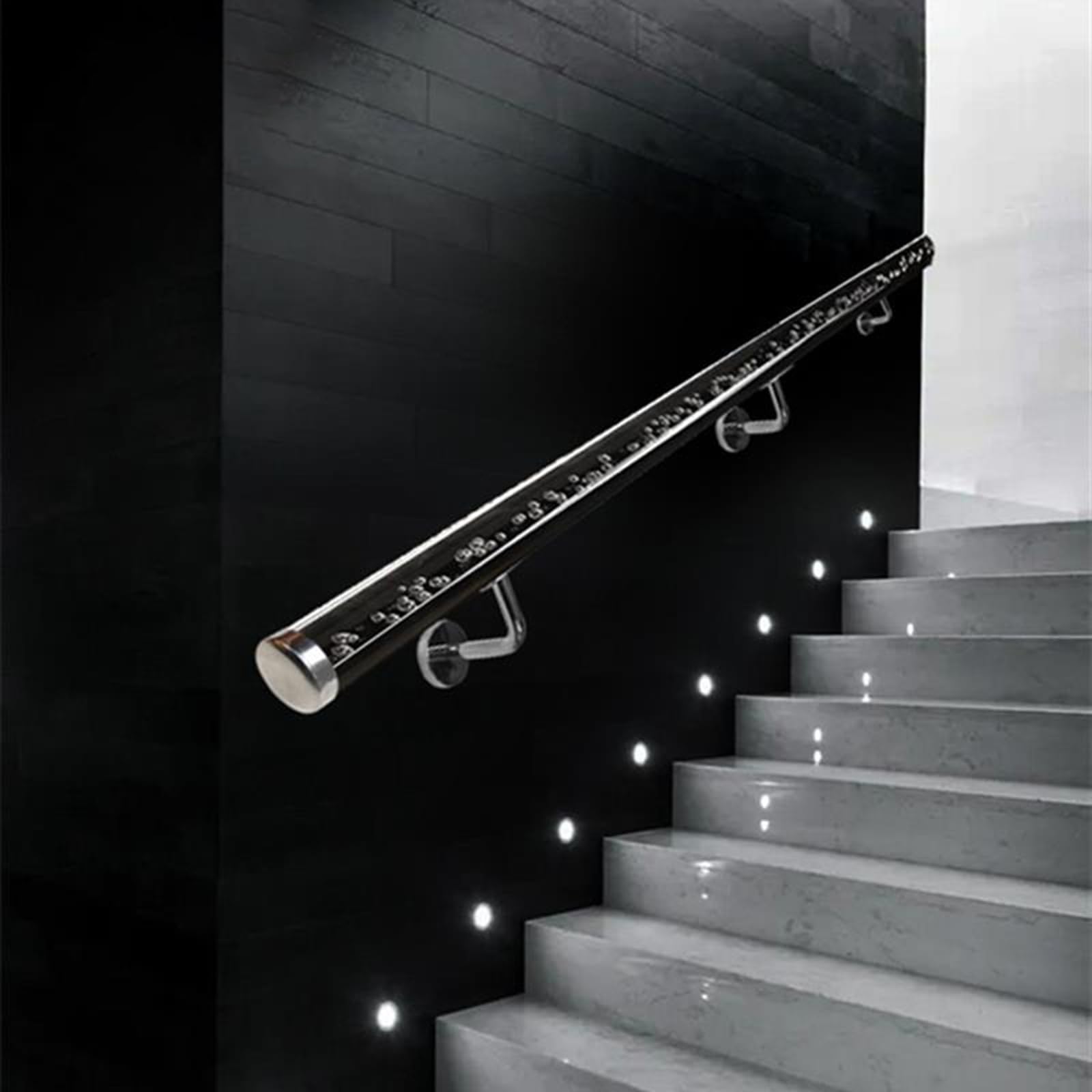 C Acrilico Rod for ains - 4,3 m trasparente interno/esterno ain Rod con montaggio a parete argento staffe per gradini e arredamento, perfetto per uso domestico e ufficio