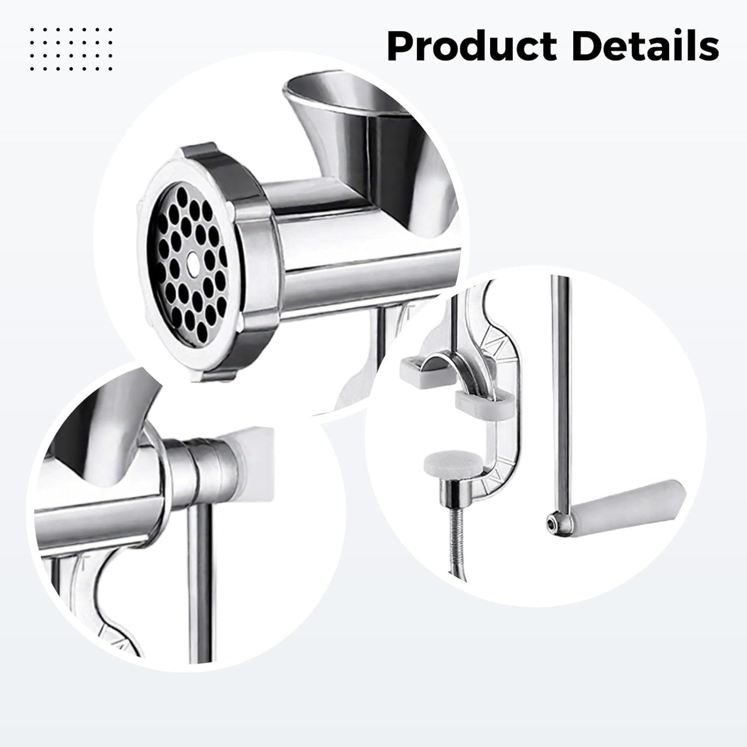 Hand Crank Meat Grinder, Stainless Steel, Multi-Purpose Sausage Stuffer, Aluminum Alloy, Ideal for Kitchen Use