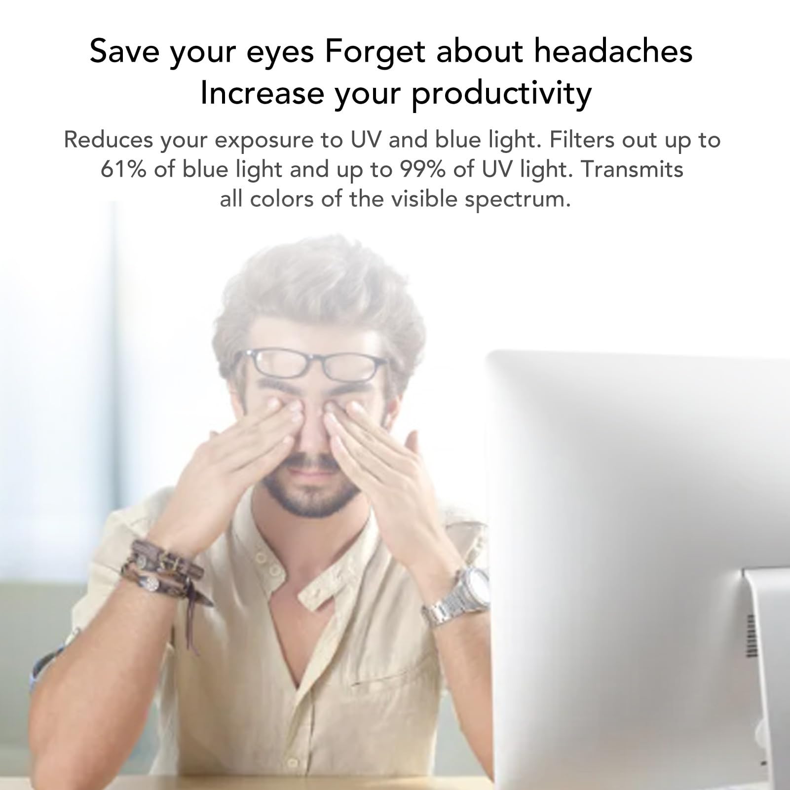 Gugxiom Anti Blue Light Screen Protector for 24 inch 16: 9 Widescreen Computer Monitor, Anti UV Eye Caring Filter, Computer Blue Light Blocking Screen Protector