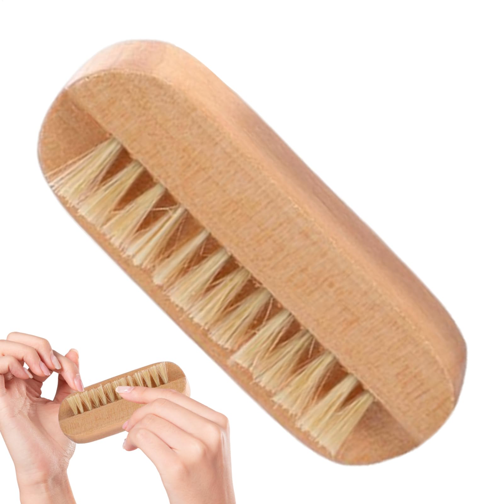 Szczotka do paznokci, 2-stronna drewniana szczotka do czyszczenia paznokci z włosiem dzika, 9,8 x 3,5 x 4 cm, peeling do manicure i pedicure, do salonu, spa, domu, łazienki, dorosłych