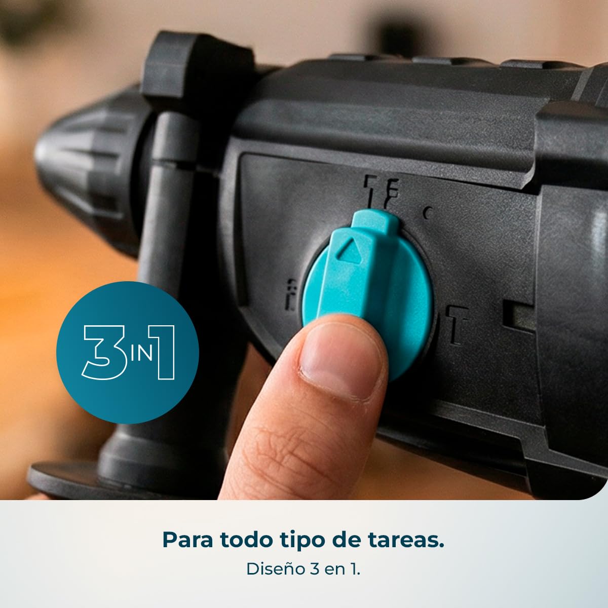 Cecotec Martillo Percutor SDS PowerForce 4000 Atomic. 800W, Energía de Impacto 3J, Función 3in1, Adaptador para Brocas Convencionales, Incluye Brocas y Cinceles, Cable de 3m, Maletín de Transporte